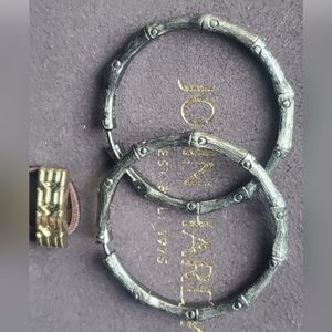 New John Hardy Sterling Blackended Bamboo hoop earrings